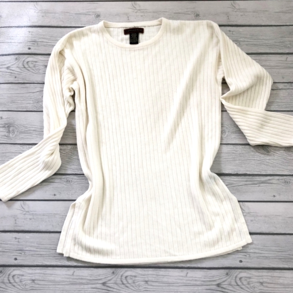 Cream Long Sleeve Sweater, Women's 8